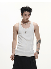 Metal Detail Ribbed U - Neck Tank Top - COPPING THREADS - ArguE CulturE